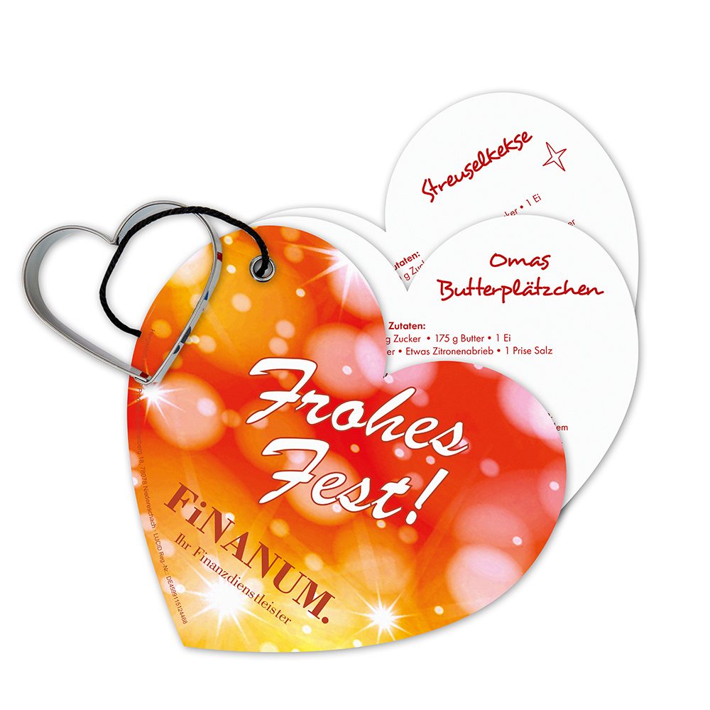 Backförmchen mit Rezeptblock Weihnachtsherz, emotion factory
