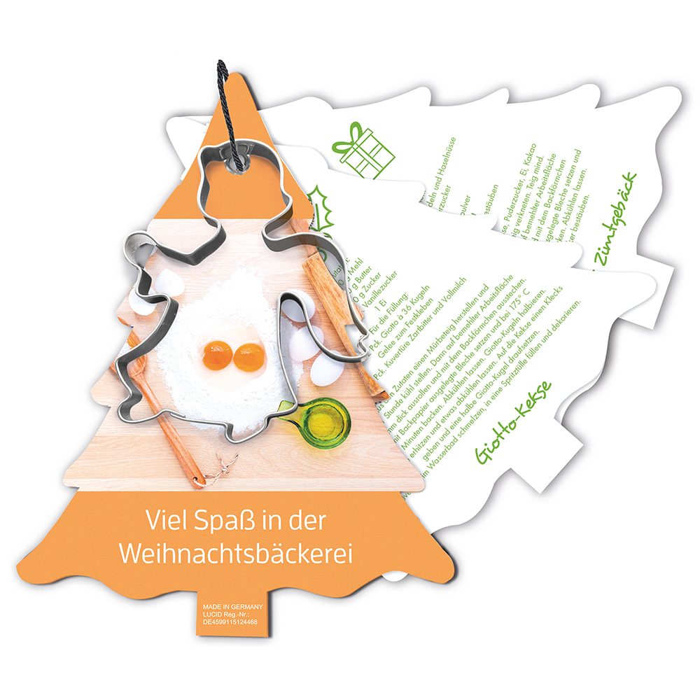 Backförmchen mit Rezeptblock Tannenbaum - Standardmotiv, emotion factory