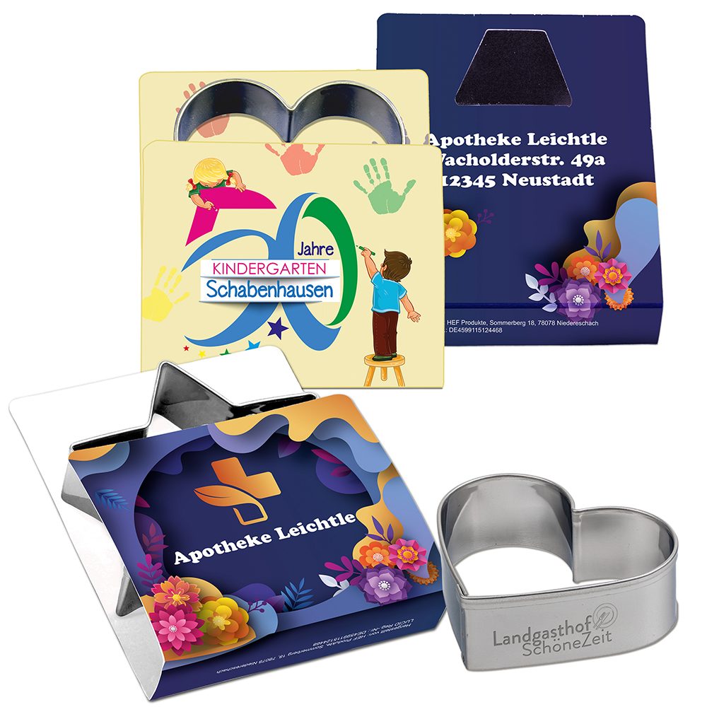 Backförmchen Single-Pack - Weihnachten, Ostern & Haustiere, Herz 4/4-c, Lasergravur