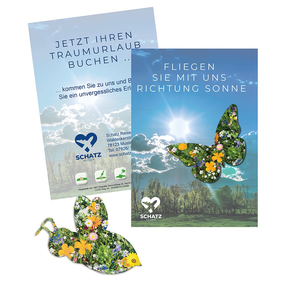 Samenpapier auf A6-Karte, Bienchen