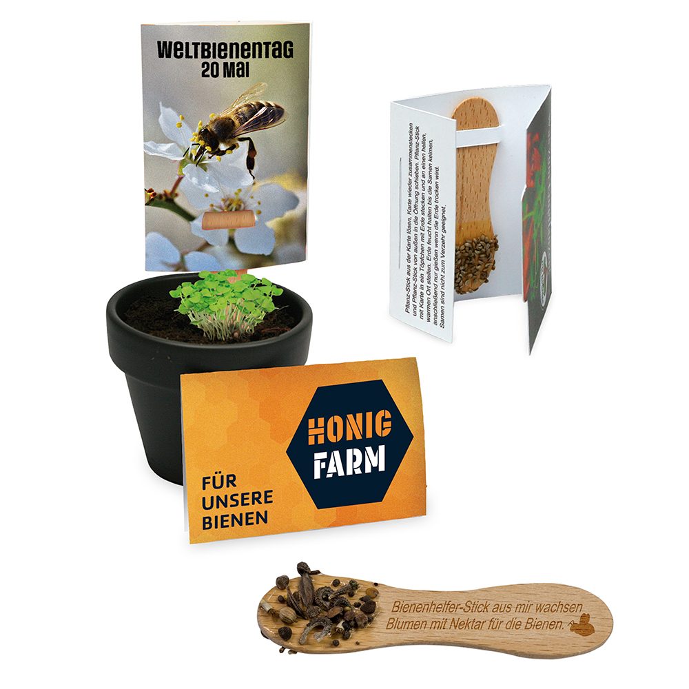 Bienenhelfer-Stick mit Samen, mit Standardgravur