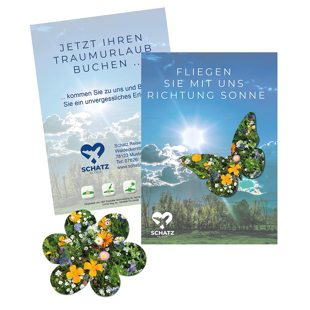 Samenpapier auf A6-Karte, Blümchen