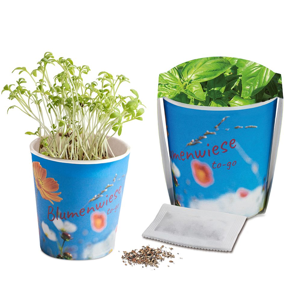 Blumenwiese To-Go, Basilikum - Druck individuell 4/0-c (ab 2.500 Stk.)