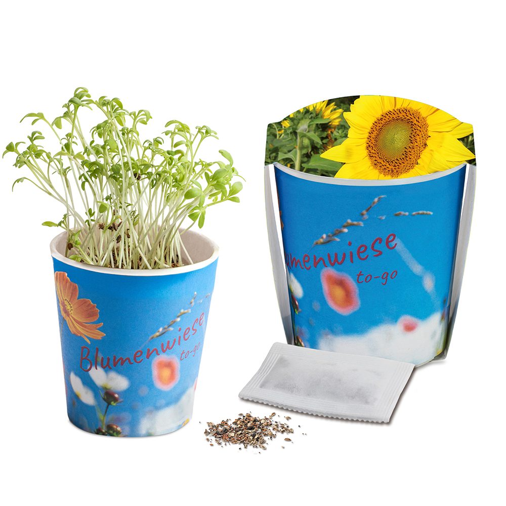 Blumenwiese To-Go, Sonnenblume - Druck individuell 4/0-c (ab 2.500 Stk.)
