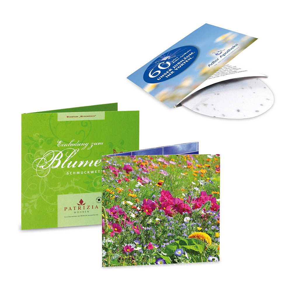 Green-Card mit Samen, Sommerblumenmischung, 4/0-c