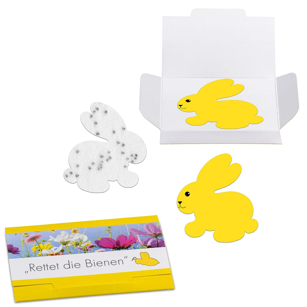 Samenpapier in Klappkärtchen, Häschen