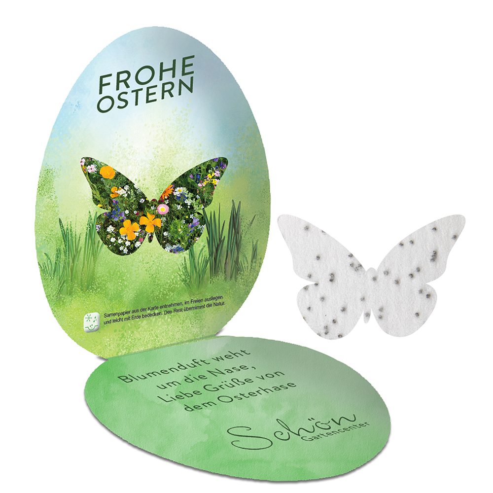Samenpapier in Klappkärtchen Ei, Schmetterling