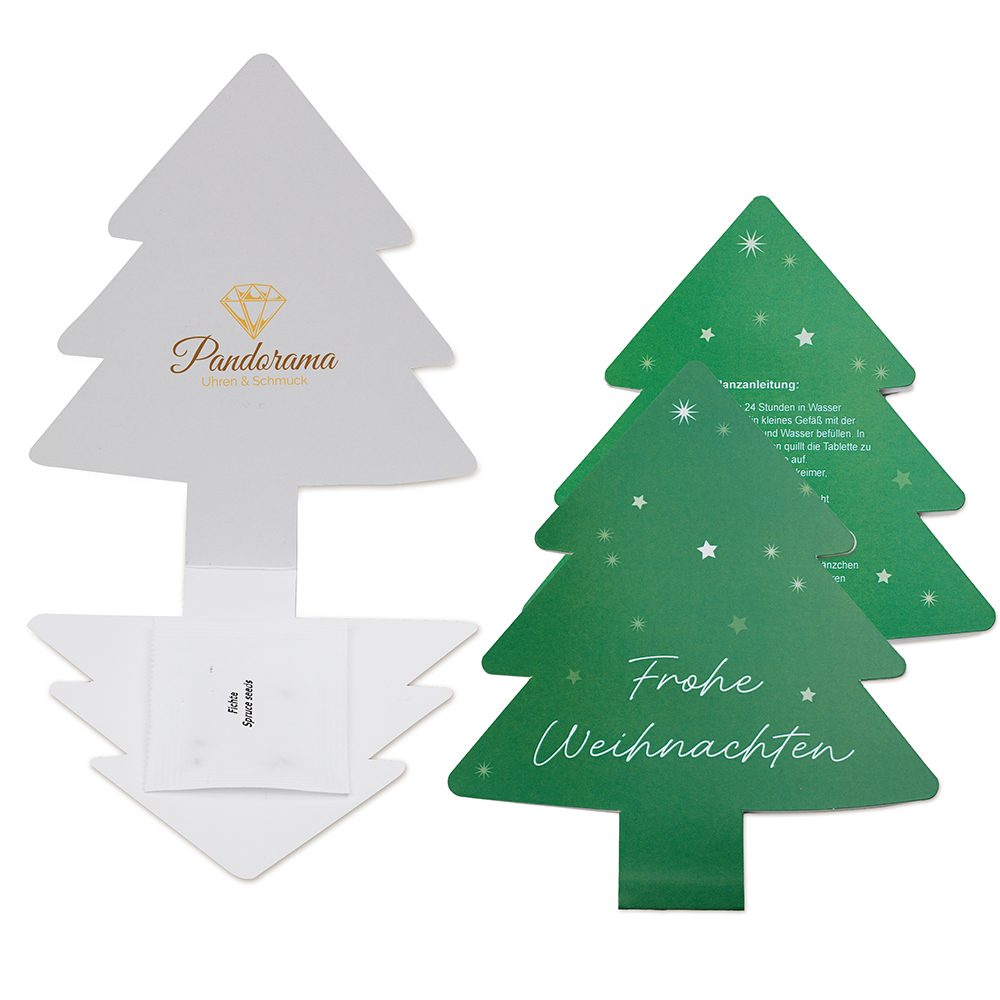 Klappkärtchen Tannenbaum, neutral mit 2-c Logoeindruck
