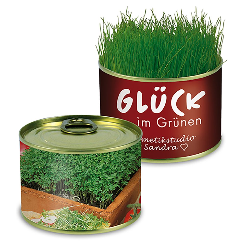 Natur-Konserve mit Samen, Gartenkresse