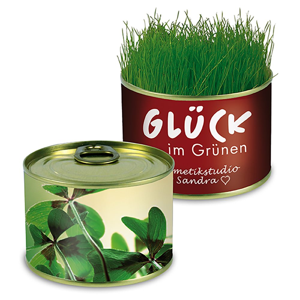 Natur-Konserve mit Samen, Glücksklee-Zwiebel (* Je nach Verfügbarkeit der Glücksklee-Zwiebeln)