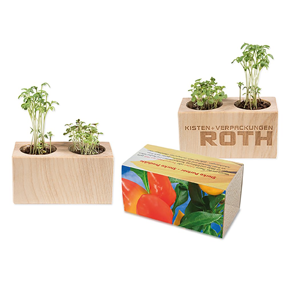 Pflanz-Holz 2er Set mit Samen, Gewürzpaprika