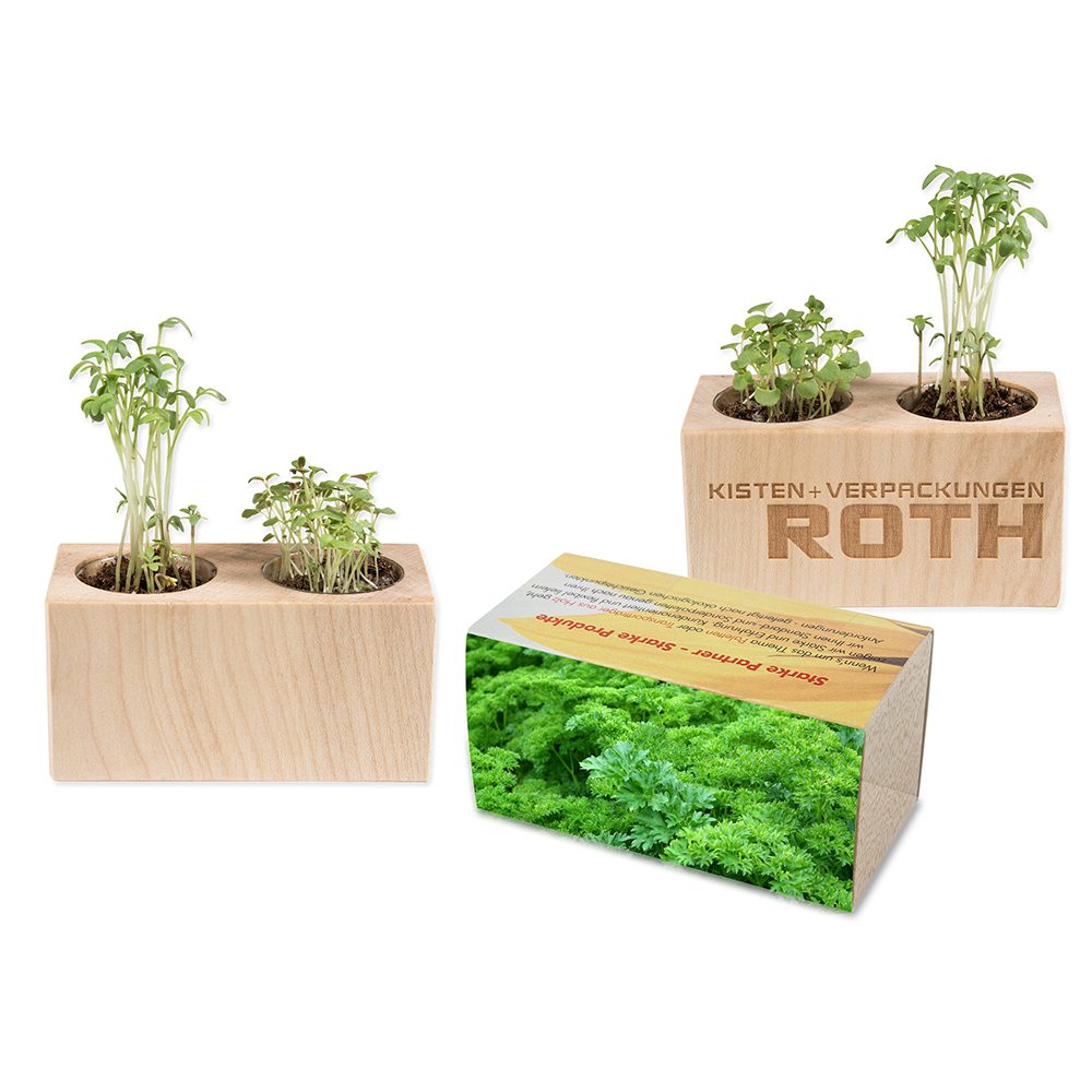 Pflanz-Holz 2er Set mit Samen, Petersilie