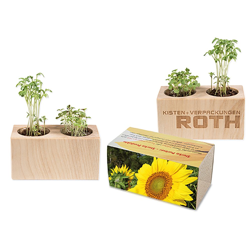 Pflanz-Holz 2er Set mit Samen, Sonnenblume