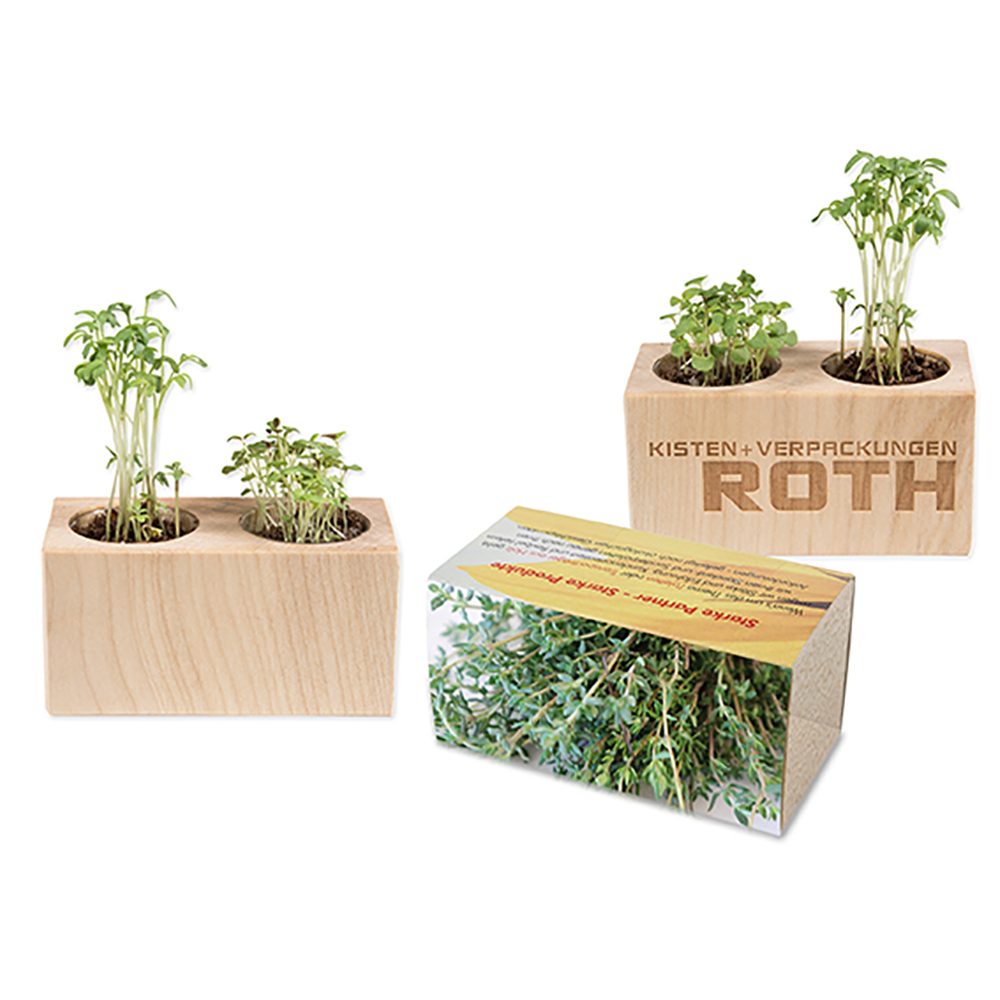 Pflanz-Holz 2er Set mit Samen, Thymian