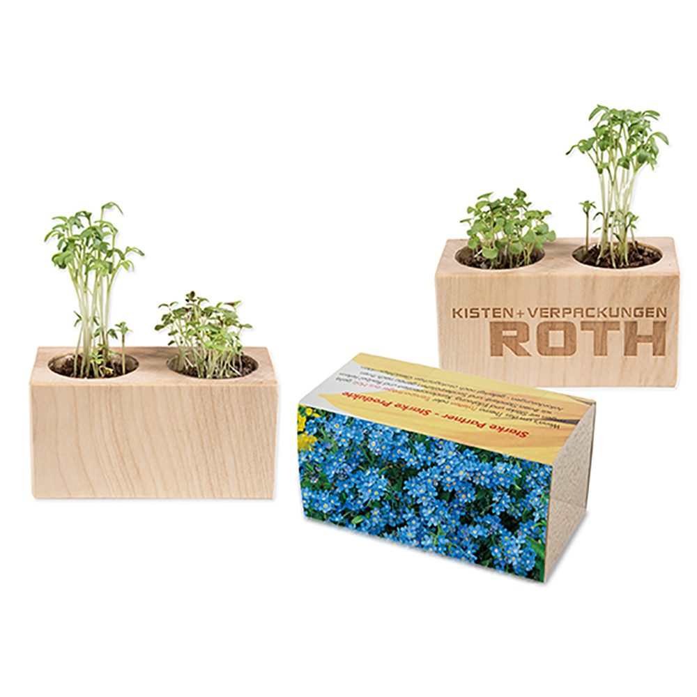 Pflanz-Holz 2er Set mit Samen, Vergissmeinnicht