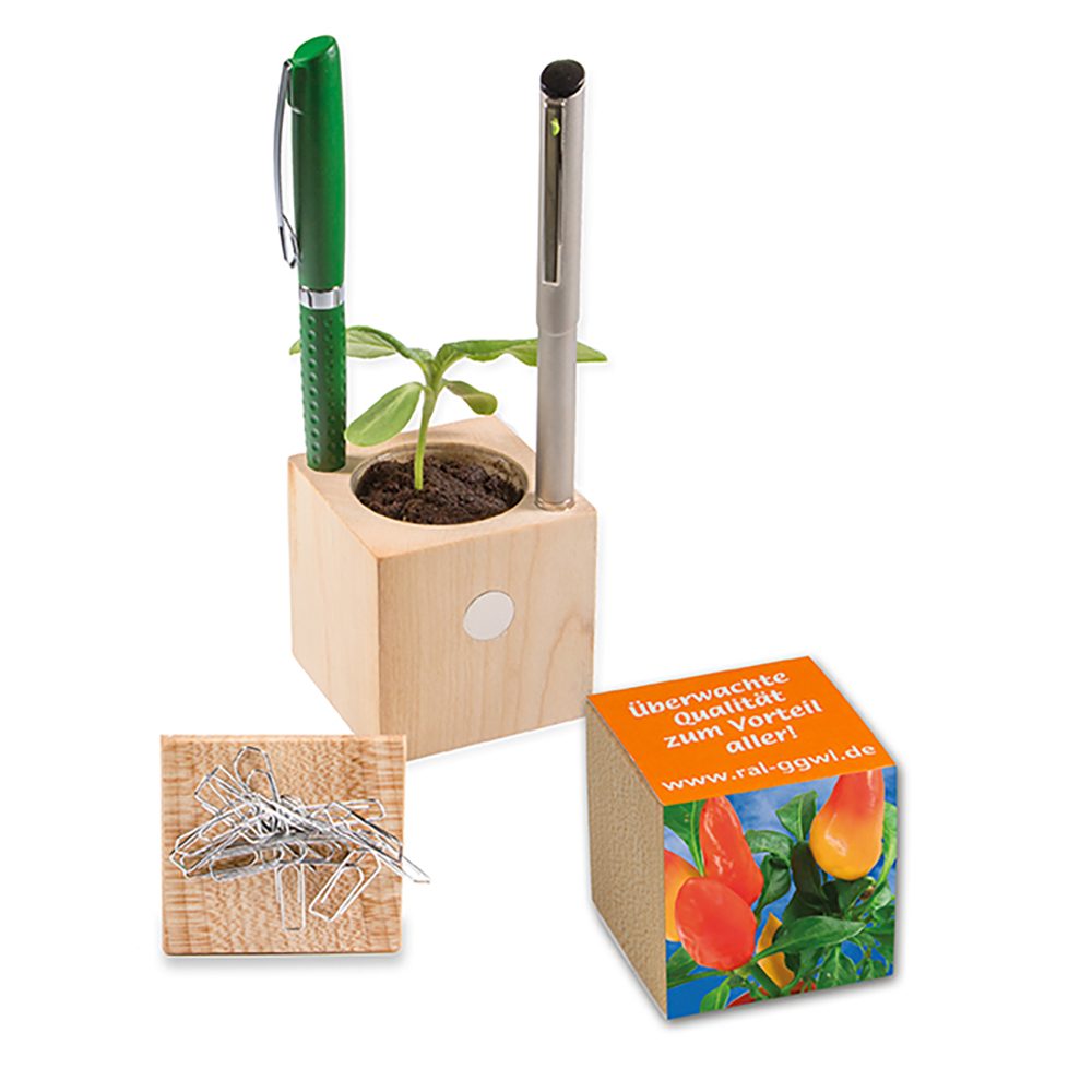 Pflanz-Holz Büro mit Samen, Gewürzpaprika