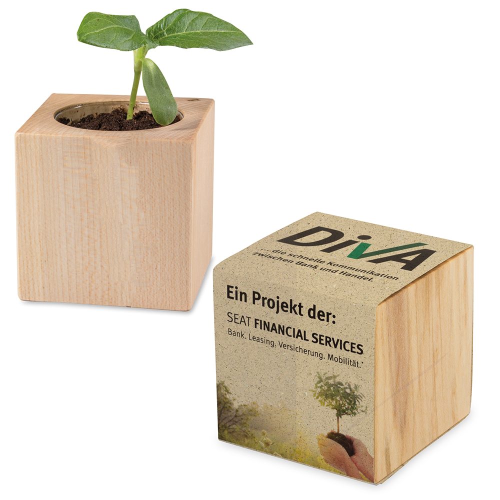 Pflanz-Holz mit Samen (Graspapier-Banderole), emotion factory