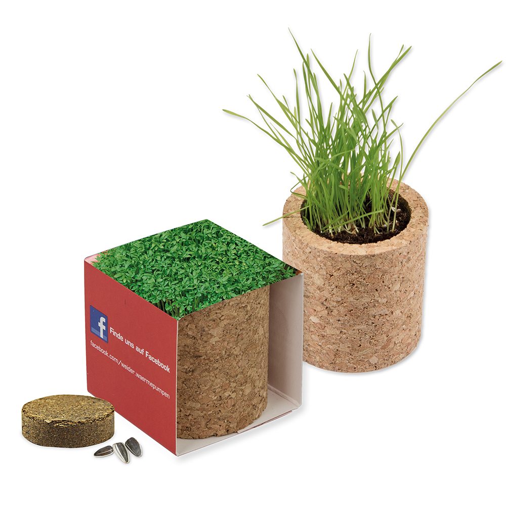 Pflanz-Kork rund mit Samen, Gartenkresse