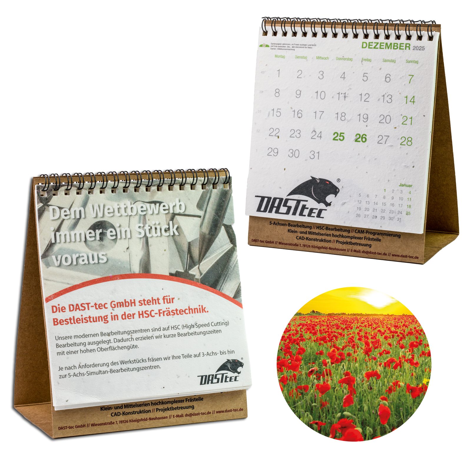 Samenpapier-Tischkalender, Mohn