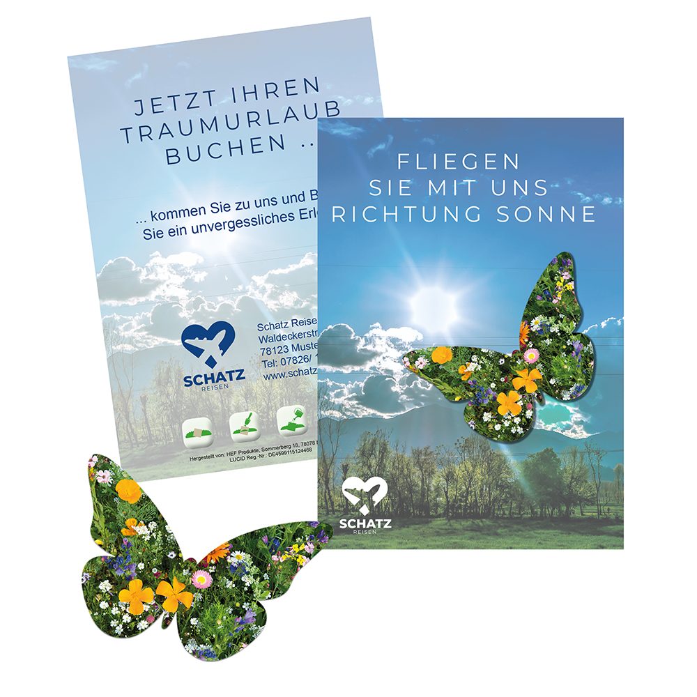 Samenpapier auf A6-Karte, Schmetterling