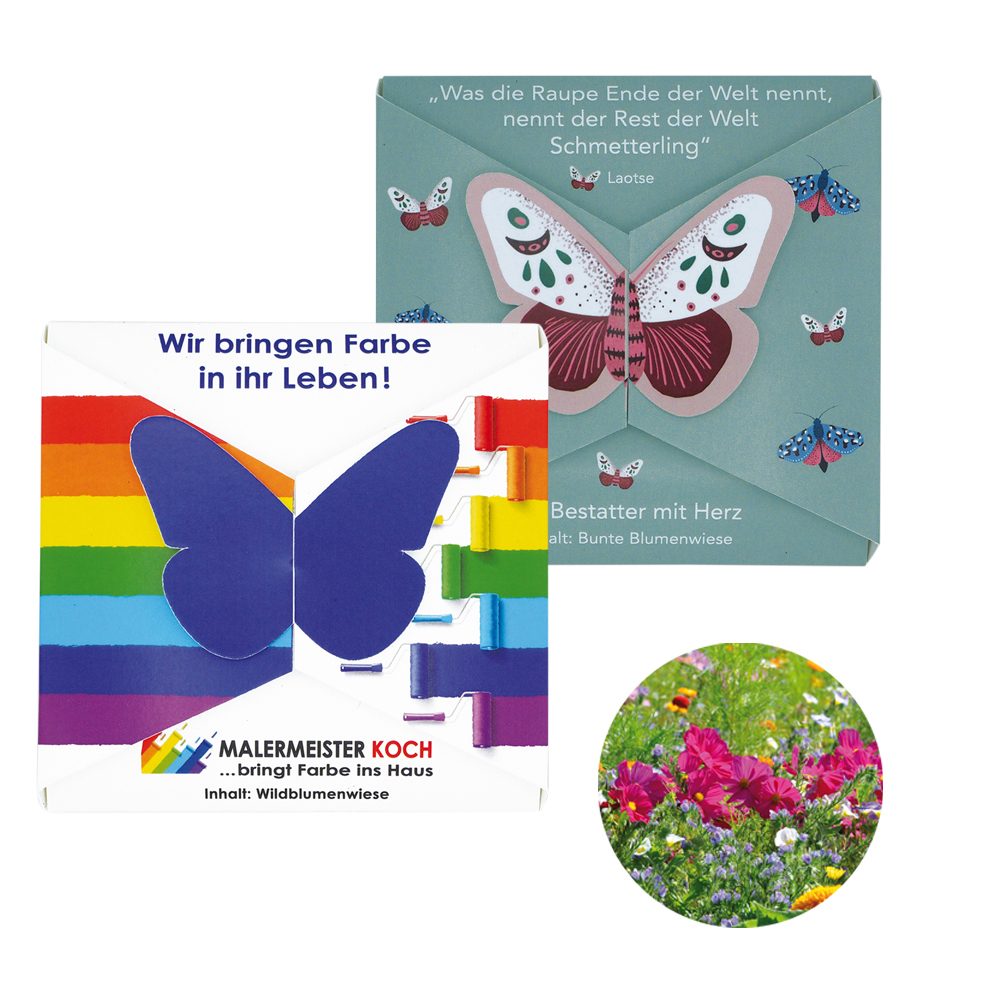Verschluss - Samenkarte Schmetterling, Sommerblumenmischung