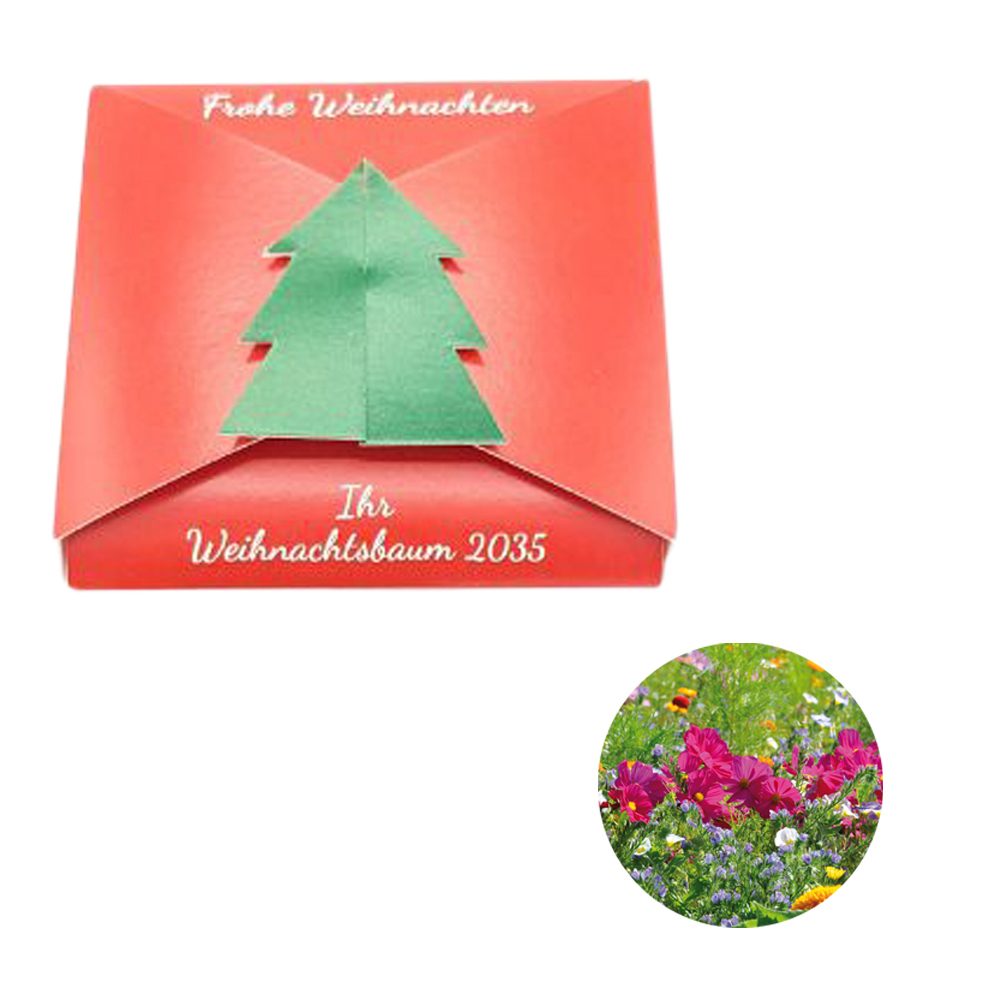 Verschluss - Samenkarte Tannenbaum, Sommerblumenmischung