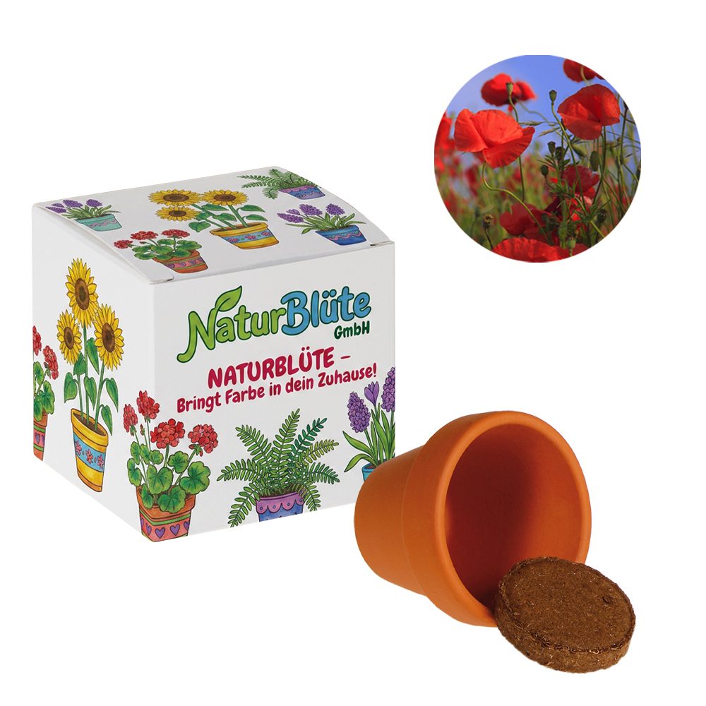 Werbepower-Samenwürfel (weißes Papier), Mohn