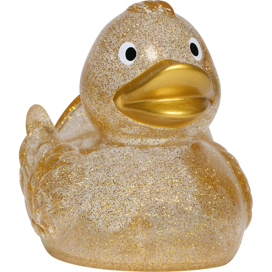 Quietsche-Ente, glitzer/gold · 7,5 cm