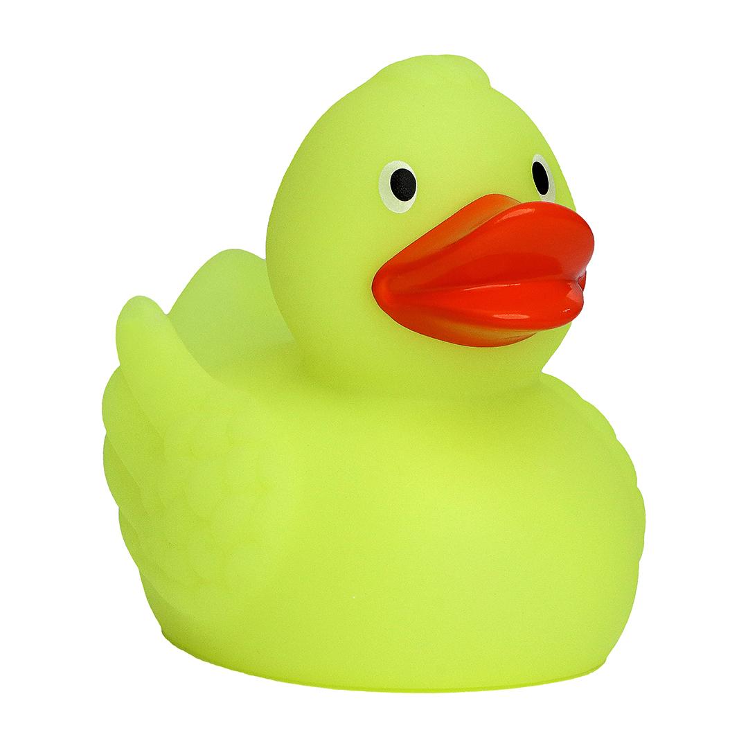 Quietsche-Ente nachleuchtend, gelb/orange · 7,5 cm