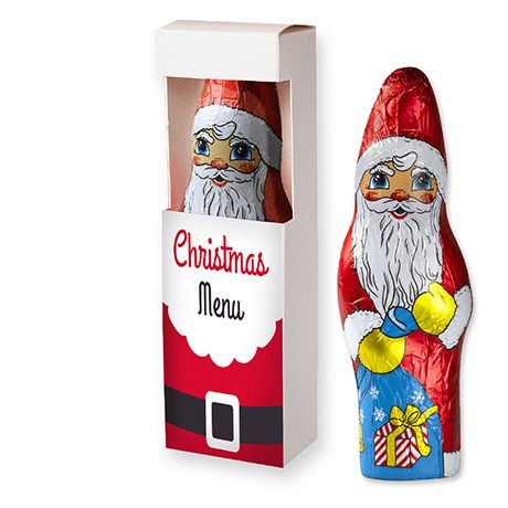 Schoko Weihnachtsmann, ca. 75g, Faltschachtel mit Sichtfenster, myfitmix