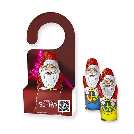 Mini+ Schoko-Weihnachtsmann, ca. 15g, Displaybox mit Hänger, myfitmix