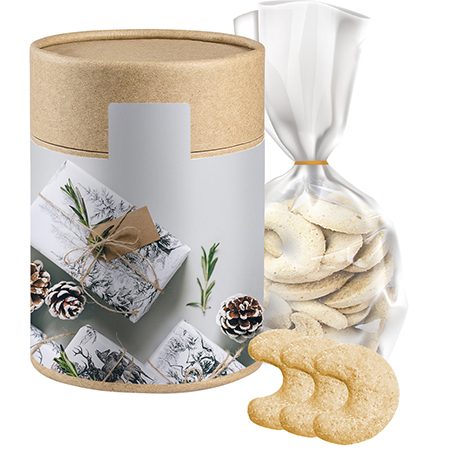 Vanillekipferl, ca. 100g, Beutel in Kraftpapierdose Maxi, myfitmix