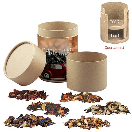 Verschiedene Weihnachts Teesorten, ca. 150g, Doppel Kraftpapierdose Maxi, myfitmix