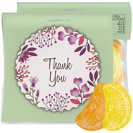 Zitrone und Orangen Bonbons, ca. 17g, Express Midi-Tüte mit Werbereiter, myfitmix