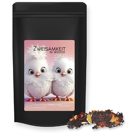 Weihnachts Schwarztee, ca. 55g, Standbeutel Midi schwarz, myfitmix