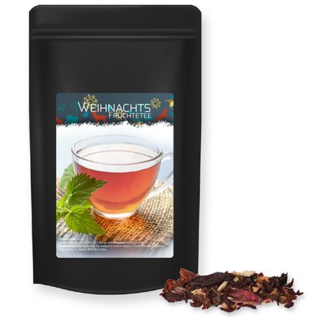Weihnachts Früchtetee, ca. 55g, Standbeutel Midi schwarz, myfitmix