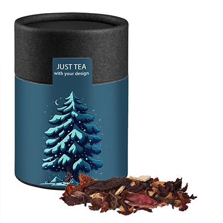 Weihnachts Früchtetee, ca. 60g, Kraftpapierdose Midi schwarz, myfitmix
