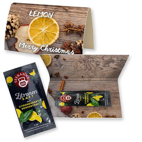 Zitronensaft, ca. 4g, Werbekarte A6 gefaltet, myfitmix
