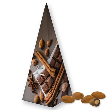 Schokomandeln mit Zimt, ca. 30g, Präsent-Pyramide, myfitmix
