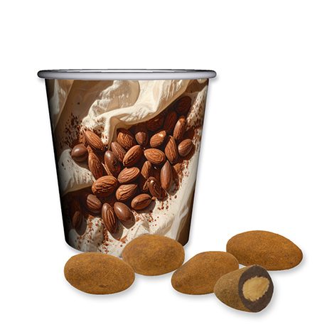 Schokomandeln mit Zimt, ca. 40g, Snackbecher Mini, myfitmix