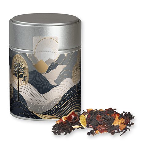 Weihnachts Schwarztee, ca. 60g, Metalldose Midi silber, myfitmix