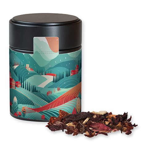Weihnachts Früchtetee, ca. 60g, Metalldose Midi schwarz, myfitmix
