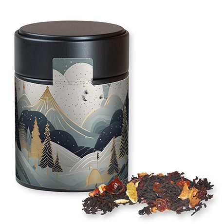 Weihnachts Schwarztee, ca. 60g, Metalldose Midi schwarz, myfitmix