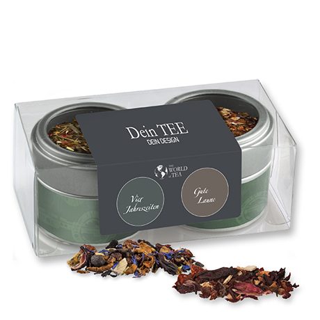 Verschiedene Weihnachts Teesorten, ca. 60-70g, Metalldose Mini mit Sichtfenster im 2er Set, myfitmix