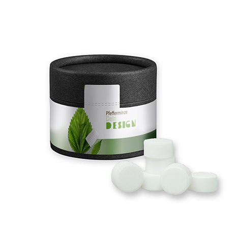 Pfefferminz Drops zuckerfrei, ca. 40g, Kraftpapierdose Mini schwarz, myfitmix