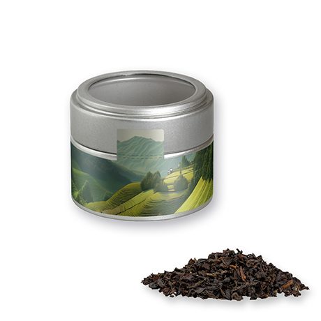 Schwarztee, ca. 25g, Metalldose Mini mit Sichtfenster silber, myfitmix