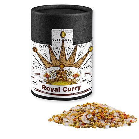Royal Curry, ca. 110g, Kraftpapierdose Midi schwarz, myfitmix