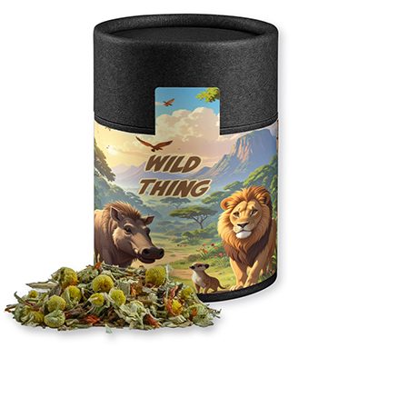 Rotbuschtee Entspannungszeit, ca. 40g, Kraftpapierdose Midi schwarz, myfitmix