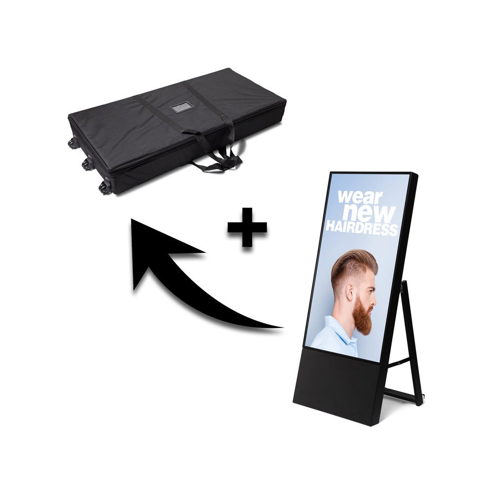 Digitaler Kundenstopper Smart Line 43" mit Samsung-Bildschirm & Trolleykoffer, Showdown Displays