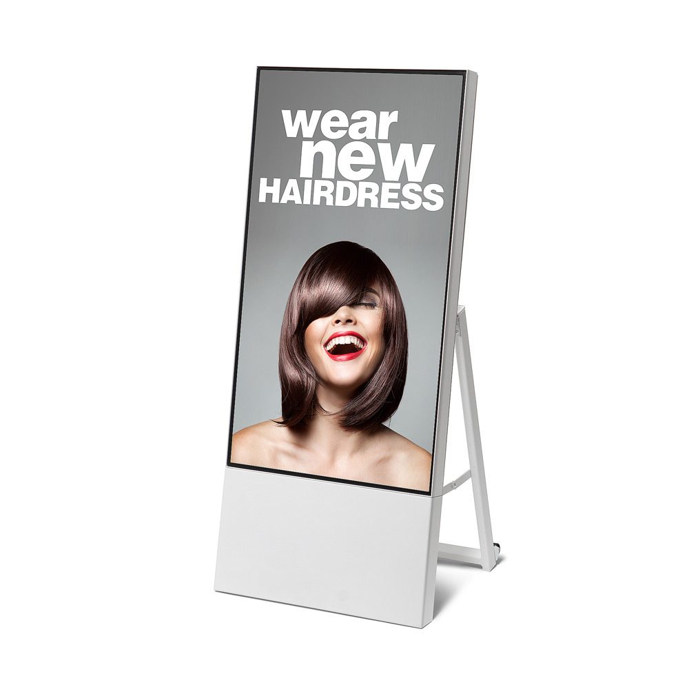 Digitaler Kundenstopper Smart Line 43" mit Samsung-Bildschirm Weiß, Showdown Displays